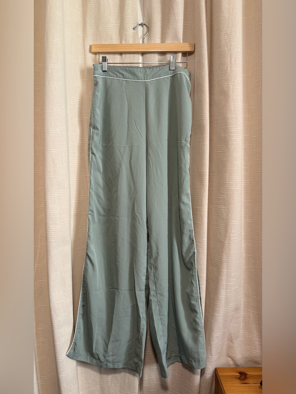 Jason Wu Sage Green wide leg track satin Pant